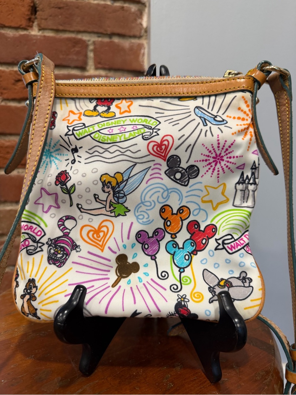 Disney Dooney Bourke Sketch Crossbody Bag Heart Charm Mickey Castle Nylon Purse - Picture 8 of 16